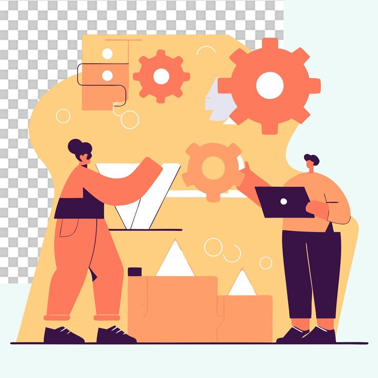 PSD ilustração do conceito de processamento destacando a tecnologia de automação e a eficiência do sistema