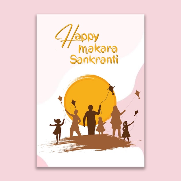 PSD ilustração do festival makar sankranti com pipas e vibrações comemorativas