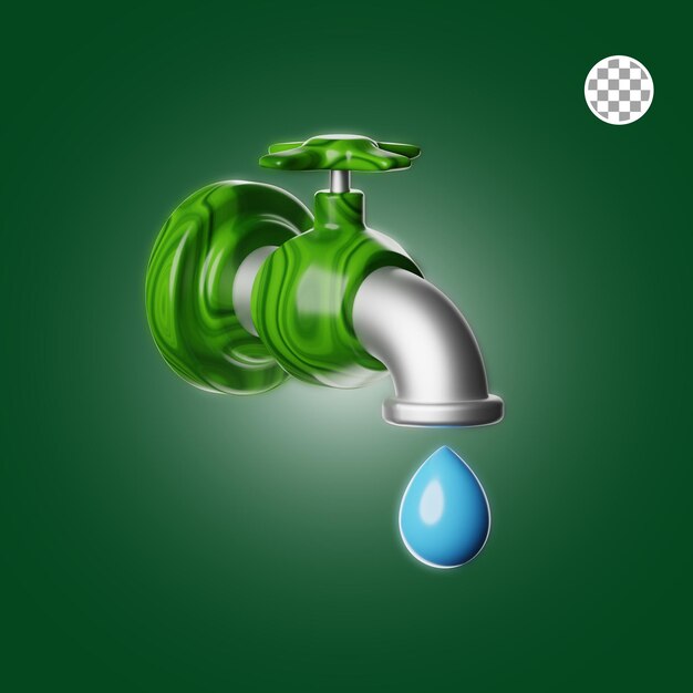 PSD ilustração do ícone 3d da água da torneira do ramadã