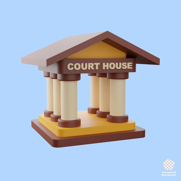 ilustração do ícone 3D da lei do tribunal