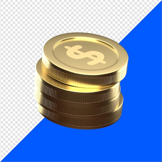 Ilustração do ícone 3d da moeda do dólar isolada