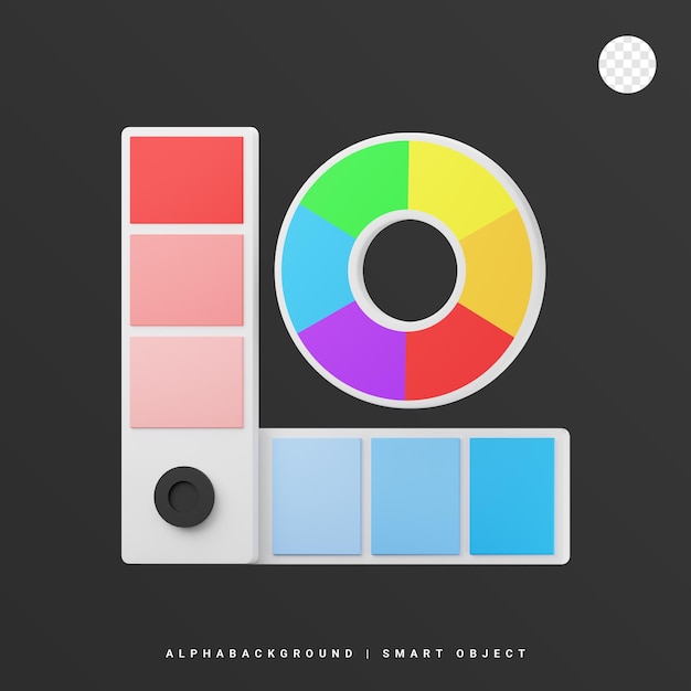 PSD ilustração do ícone 3d da paleta de cores