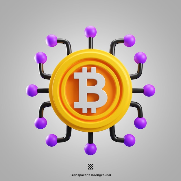 Ilustração do ícone 3d da rede bitcoin