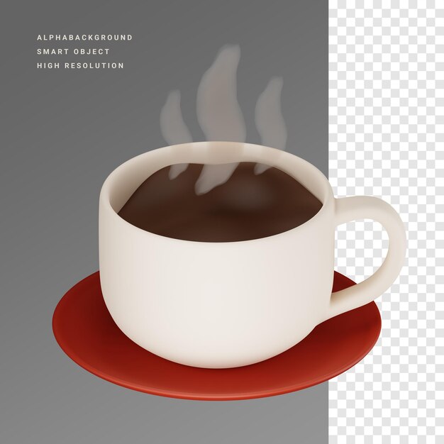 PSD ilustração do ícone 3d de café preto