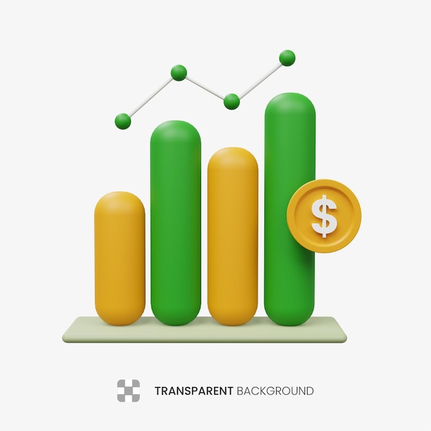 PSD ilustração do ícone 3d de dados financeiros