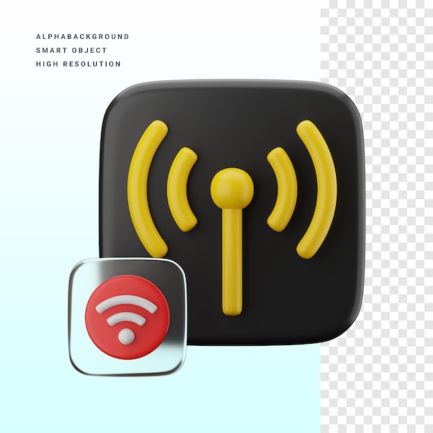 PSD ilustração do ícone 3d do aplicativo wi-fi