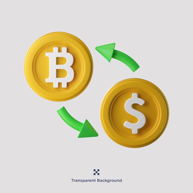 Ilustração do ícone 3d do Bitcoin Exchange