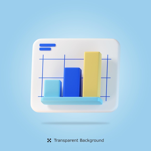 PSD ilustração do ícone 3d do gráfico de barras