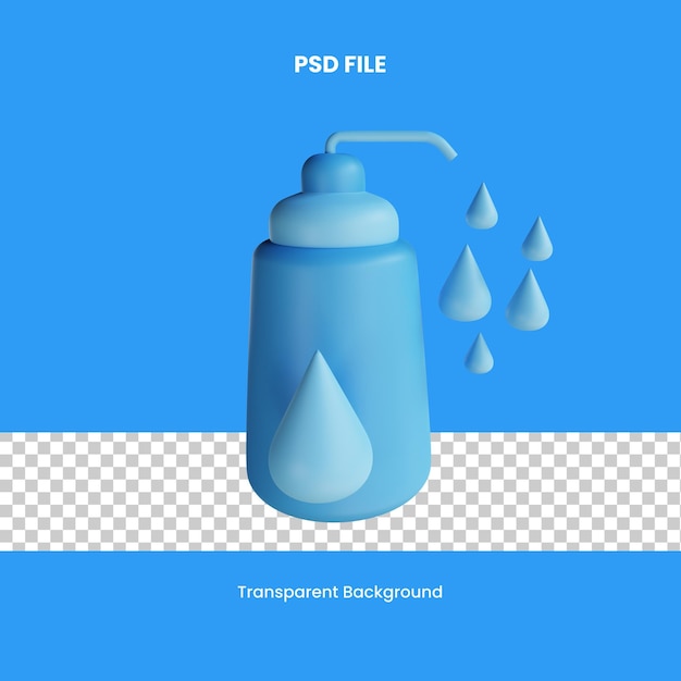 PSD ilustração do ícone 3d do sabonete líquido psd