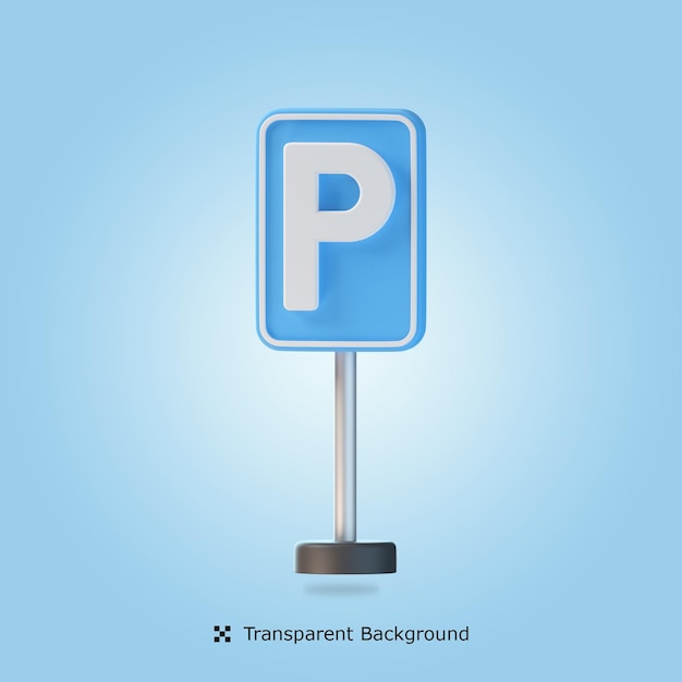 PSD ilustração do ícone 3d do sinal de estacionamento