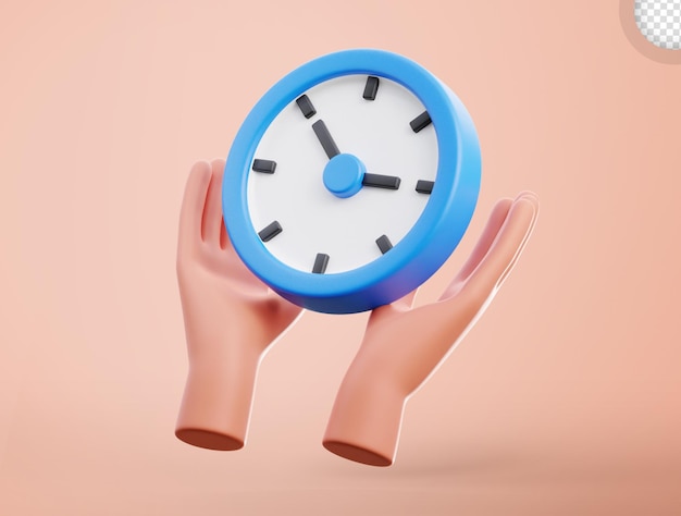 Ilustração do ícone 3D do tempo da mão do calendário