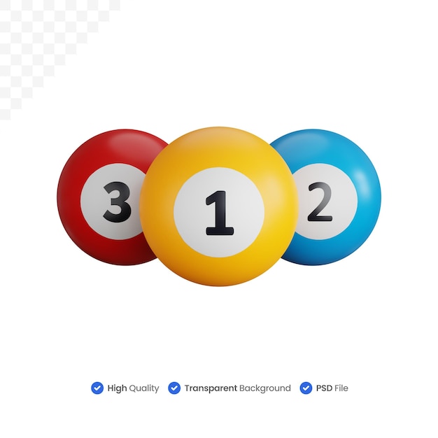 Ilustração do ícone 3D Três bolas de bilhar