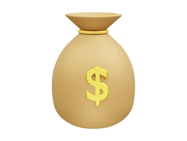 Ilustração do ícone da bolsa de dinheiro 3d Ilustração da icona da bolsa de dólar 3d