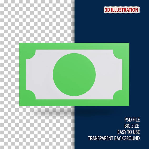 PSD ilustração do ícone da moeda do dinheiro de papel