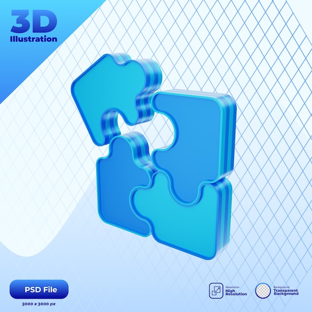 PSD ilustração do ícone da solução 3d