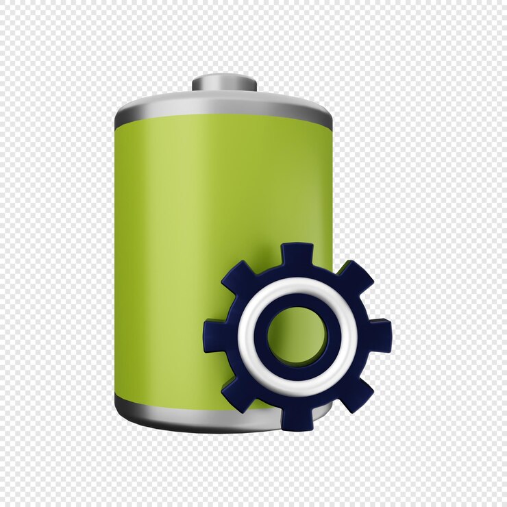 PSD ilustração do ícone de configuração da bateria 3d
