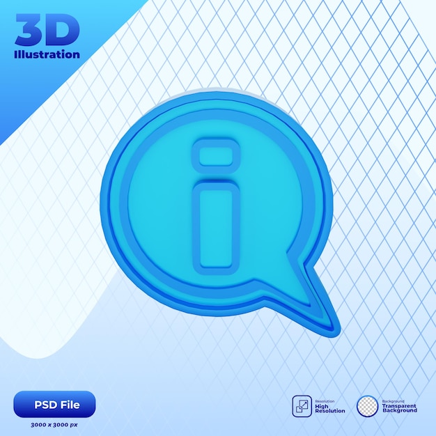 PSD ilustração do ícone de informação 3d