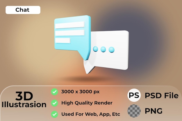 PSD ilustração do ícone de mensagem 3d.