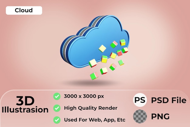 ilustração do ícone de nuvem 3D.