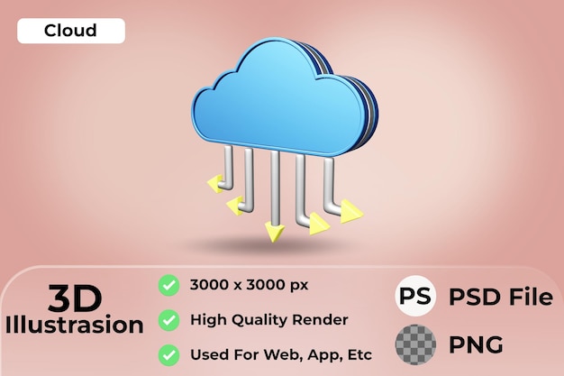 ilustração do ícone de nuvem 3D.