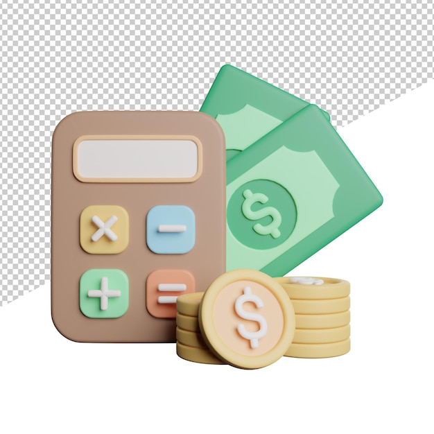 Ilustração do ícone de renderização 3d da vista frontal do Balanço de Contabilidade Financeira em fundo transparente