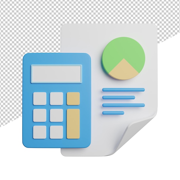 Ilustração do ícone de renderização 3d da vista frontal do balanço de contabilidade financeira em fundo transparente