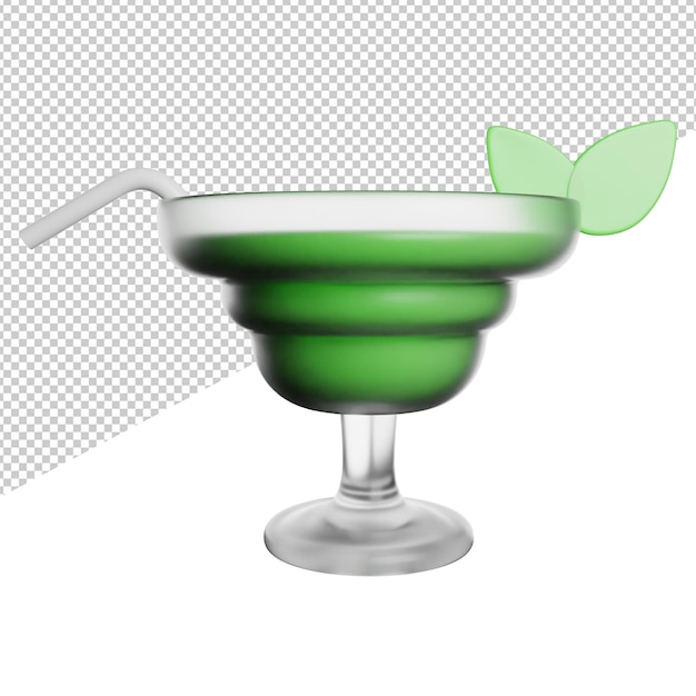 PSD ilustração do ícone de renderização 3d de cocktail drink juice