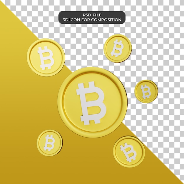 Ilustração do ícone de seis bitcoins 3D Psd