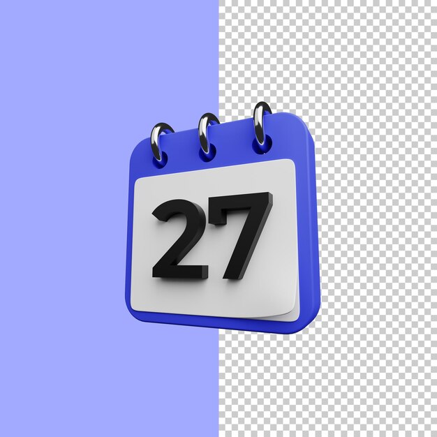 PSD ilustração do ícone do calendário dia 27 3d render ícone 3d