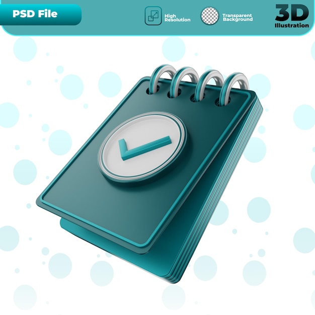 PSD ilustração do ícone do contrato de renderização 3d