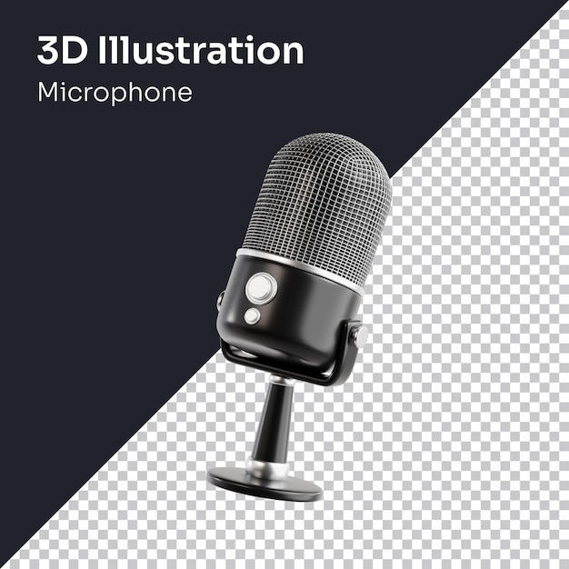 Ilustração do ícone do microfone de renderização 3D PSD