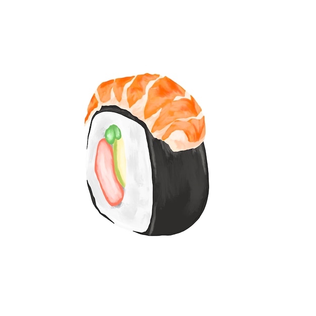 Ilustração do menu do rolo de sushi de camarão