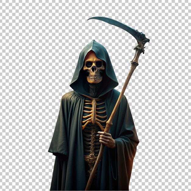 PSD ilustração do personagem de halloween grim reaper