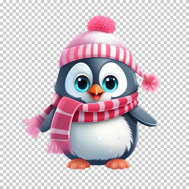 PSD ilustração do pinguim de natal personagem isolado em fundo transparente