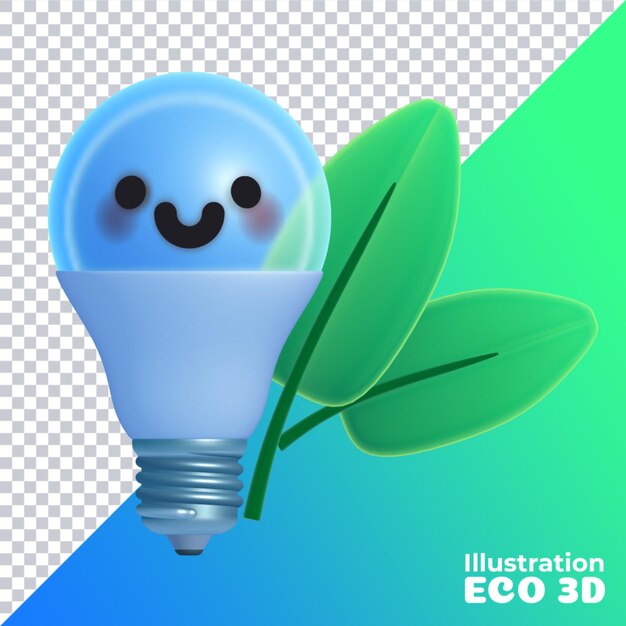 PSD ilustração ecológica de lâmpada 3d psd