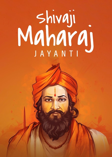 PSD ilustração editável de psd de chhatrapati shivaji maharaj design de cartaz do rei guerreiro indiano maratha