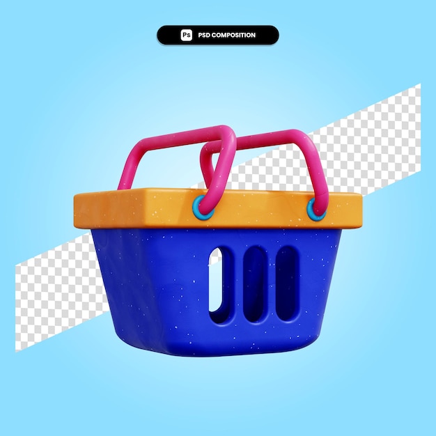 Ilustração em 3d da cesta de compras isolada