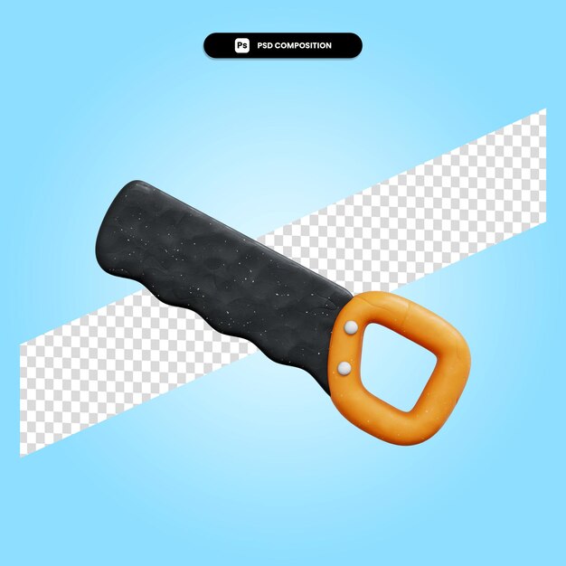 Ilustração em 3D da serra manual isolada
