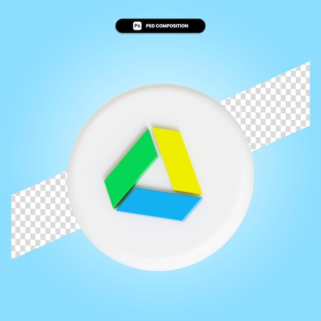 Ilustração em 3d do aplicativo do logotipo do google drive isolada