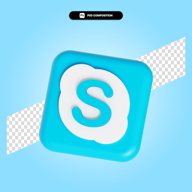 Ilustração em 3d do aplicativo do logotipo do skype isolada