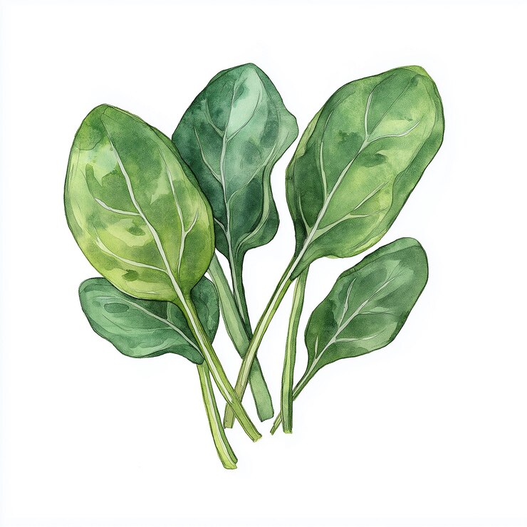 PSD ilustração em aquarela de espinafre fresco