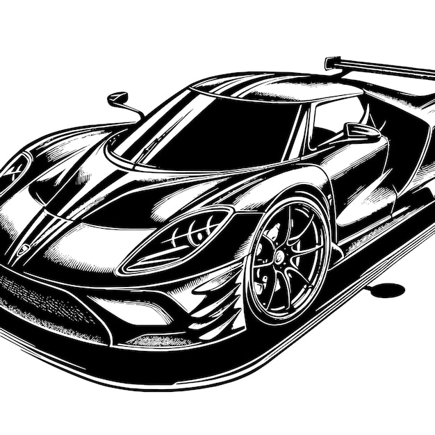 PSD ilustração em preto e branco de um hypercar sports car