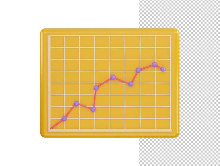 PSD ilustração em vetor de renderização 3d de ícone de gráfico de linha