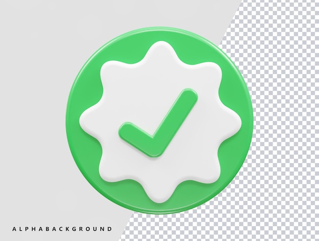 PSD ilustração em vetor de renderização em 3d de ícone verificado