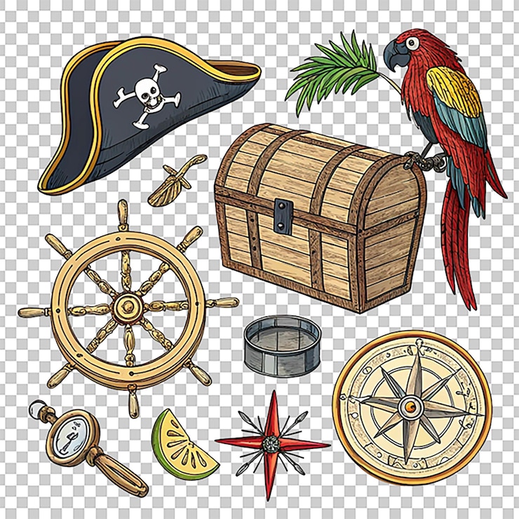 PSD ilustração em vetor elementos conceito pirata