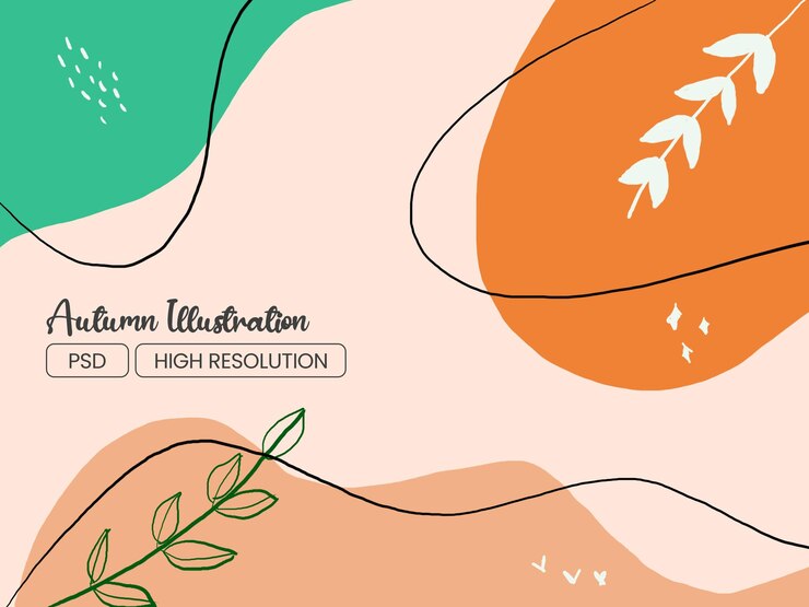 PSD ilustração floral do tema outono primavera psd