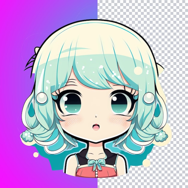 PSD ilustração fofa de anime kawaii com fundo transparente