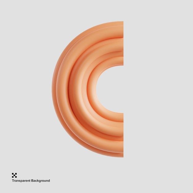 Ilustração geométrica 3D da letra maiúscula C