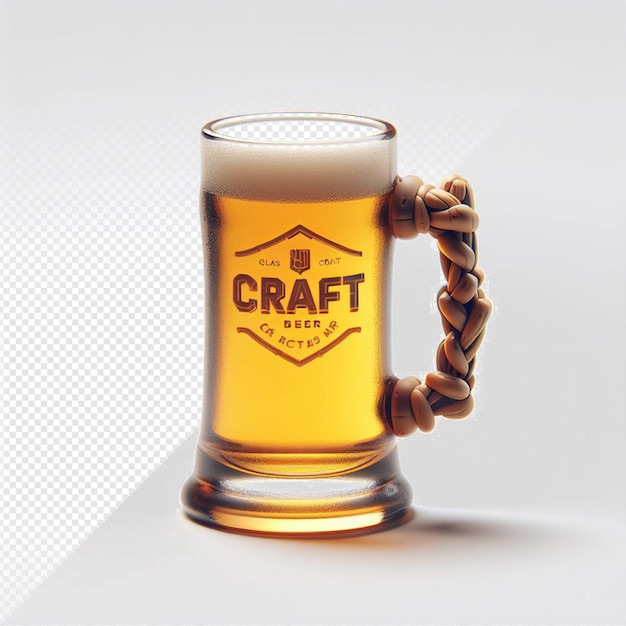 Ilustração hiper-realista garrafa de vidro hopy craft beer bebida isolada fundo transparente