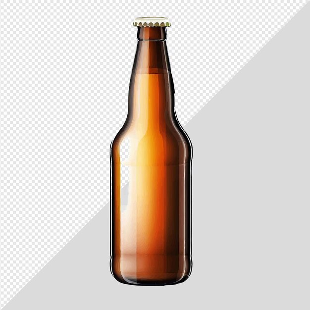 PSD ilustração hiper-realista garrafa de vidro hopy craft beer bebida isolada fundo transparente